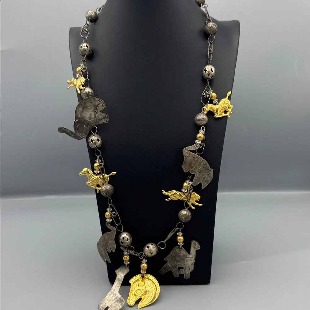 Animal Charm Necklace in Silver and Gold